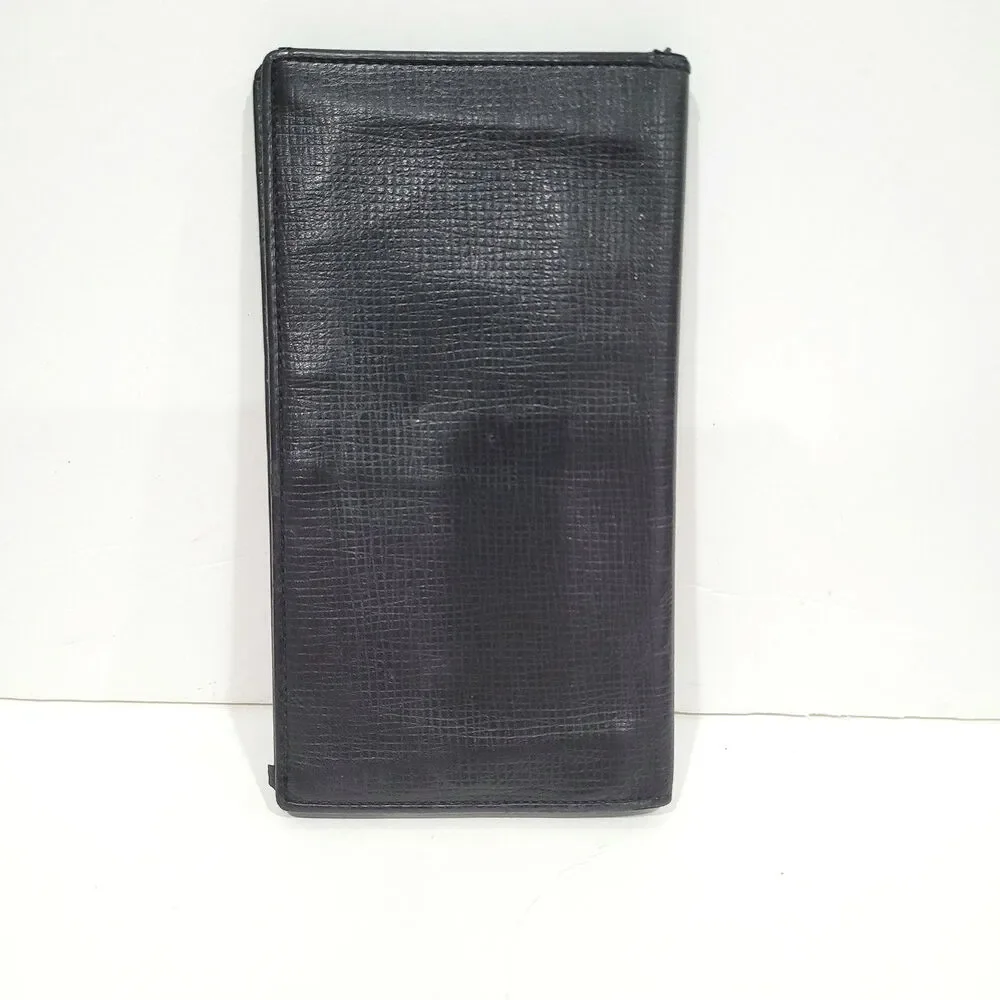 Hunting World Black‎ Wallet Long Checkbook Card Holder Leather Bifold Italian